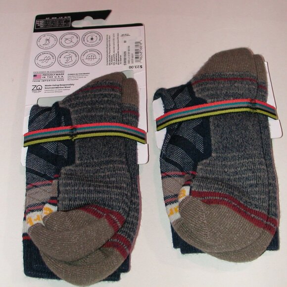 2 Pairs SmartWool Hike Light Cushion Stripe Mid Crew Socks Men's Size Medium - Picture 4 of 6